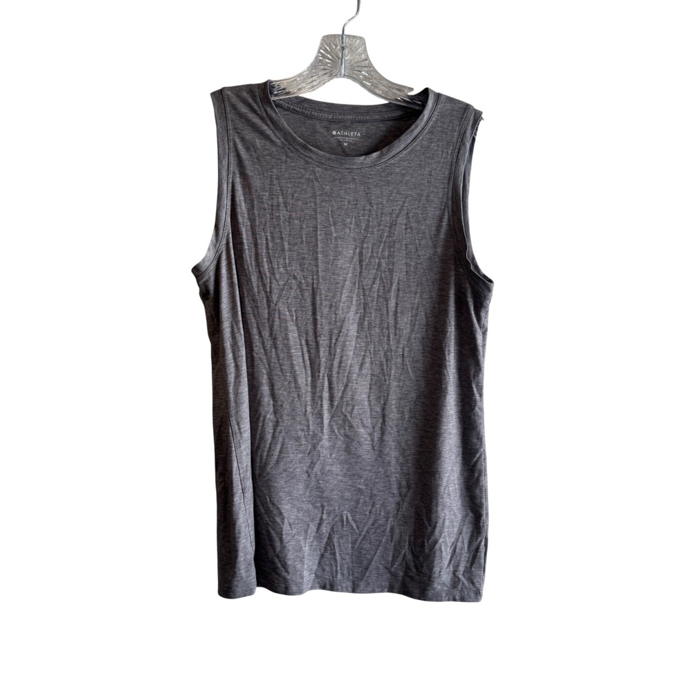 Athleta Womens Muscle Tank Top Gray Heathered Sleeveless Crew Neck Size M